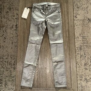 Rag & Bone Leggings Skinny Jeans Pewter Metallic